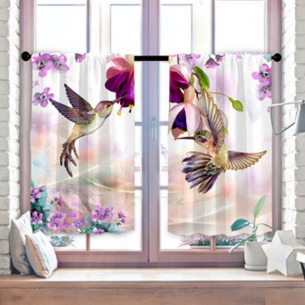 2pcs Kitchen Short Curtain Christmas Pattern Cross border Hot Sale Factory Direct Supply 3D Digital Printing Waterproof and Oil proof