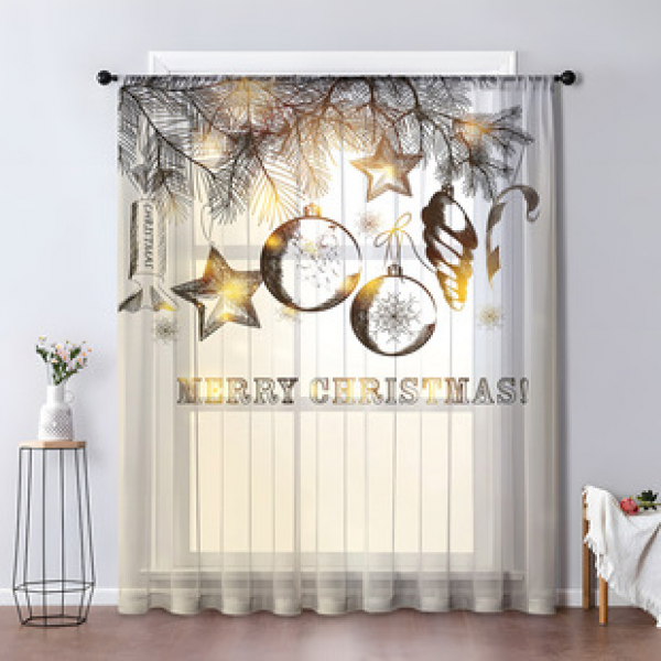 1pc new Christmas series window screen 3D digital printing manufacturer direct sales bedroom living room decoration pole through window screen