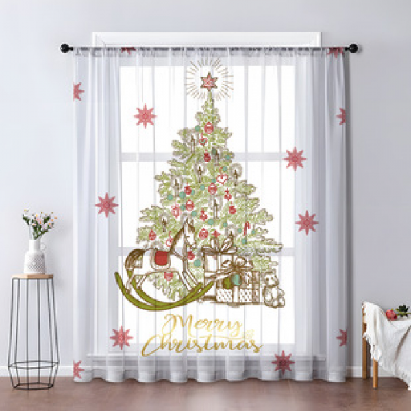 1pc new Christmas series window screen 3D digital printing manufacturer direct sales bedroom living room decoration pole through window screen