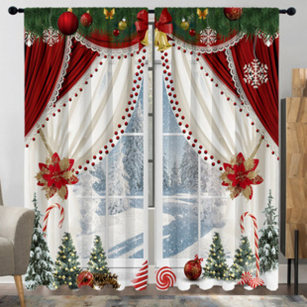2PCS animal and plant scenery curtain factory distributes 3D digital printing cross-border Amazon curtains hot selling flowers