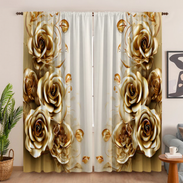 2PCS Flower Character Curtain Factory OEM 3D Digital Printing Cross border Amazon Curtain Hot Selling Pattern
