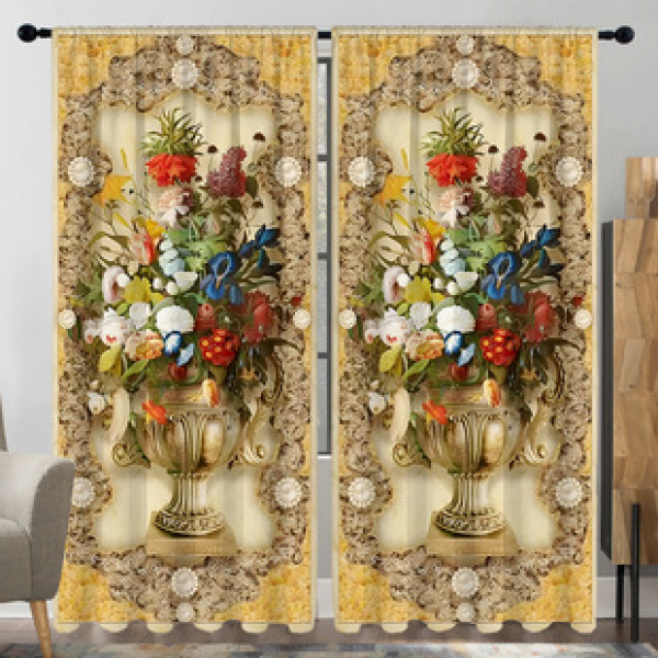 2PCS City Scene Curtain Factory Delivers 3D Digital Printing Cross border Amazon Curtain Hot Selling Pattern