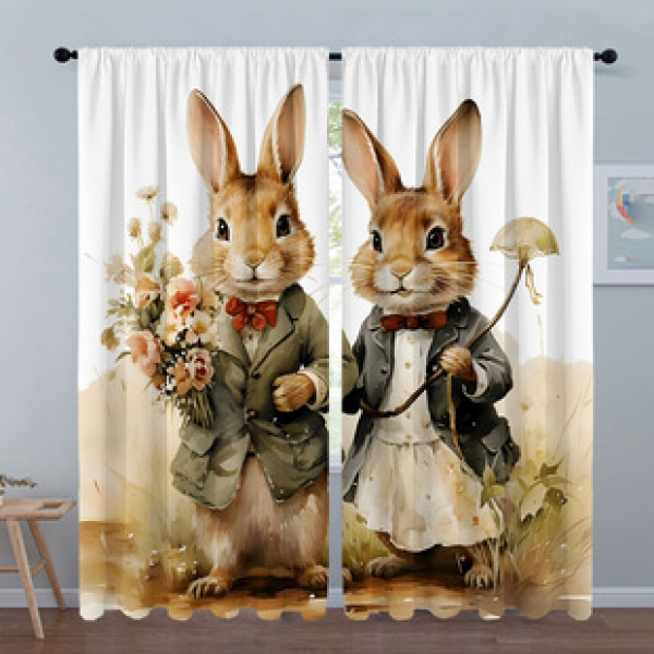 2PCS Animal and Plant Landscape Series Curtains Factory OEM 3D Digital Printing Cross border Amazon Curtains Hot Selling Flowers