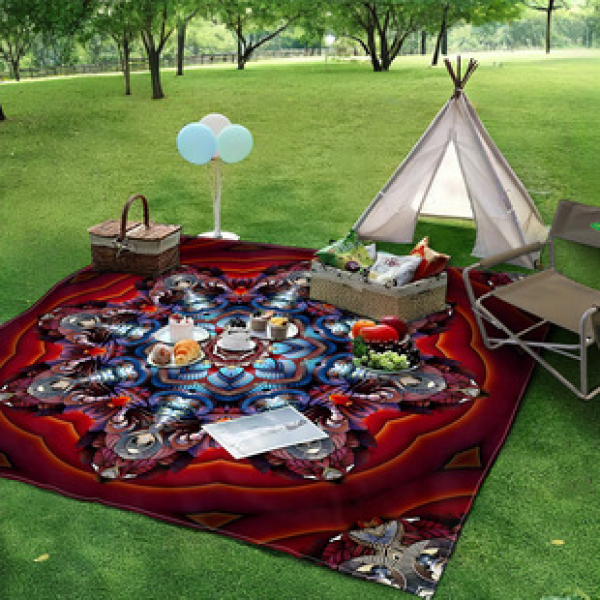 Cross border beach mat, quick drying, waterproof and moisture-proof mat, outdoor picnic mat, camping blanket