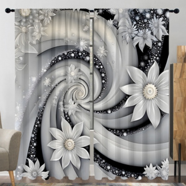 2PCS Flower Character Curtain Factory OEM 3D Digital Printing Cross border Amazon Curtain Hot Selling Pattern