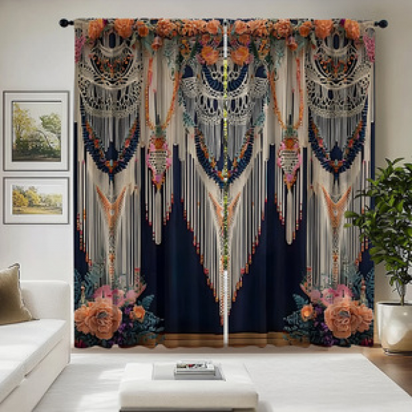 2PCS Posemia Wind Curtain Factory OEM 3D Digital Printing Cross border Amazon Curtain Hot Selling Pattern