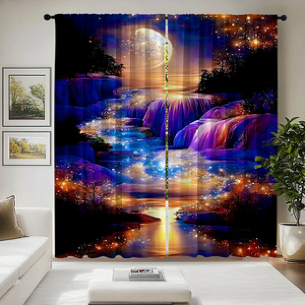 2PCS Flower Character Curtain Factory OEM 3D Digital Printing Cross border Amazon Curtain Hot Selling Pattern