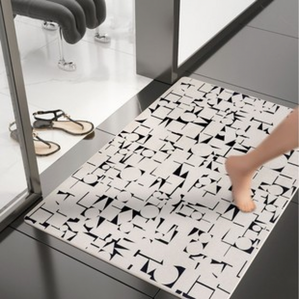 Strictly select black and white entrance mats, living room dirt resistant printed carpets, bathroom absorbent anti slip door mats, bedroom square foot mats