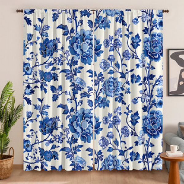 2PCS Flower Character Curtain Factory OEM 3D Digital Printing Cross border Amazon Curtain Hot Selling Pattern