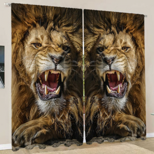 2PCS animal and plant scenery curtain factory distributes 3D digital printing cross-border Amazon curtains hot selling flowers