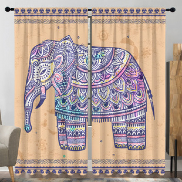 2PCS Jixiang Pattern Curtain Factory Delivers 3D Digital Printing Cross border Amazon Curtain Hot Selling Patterns