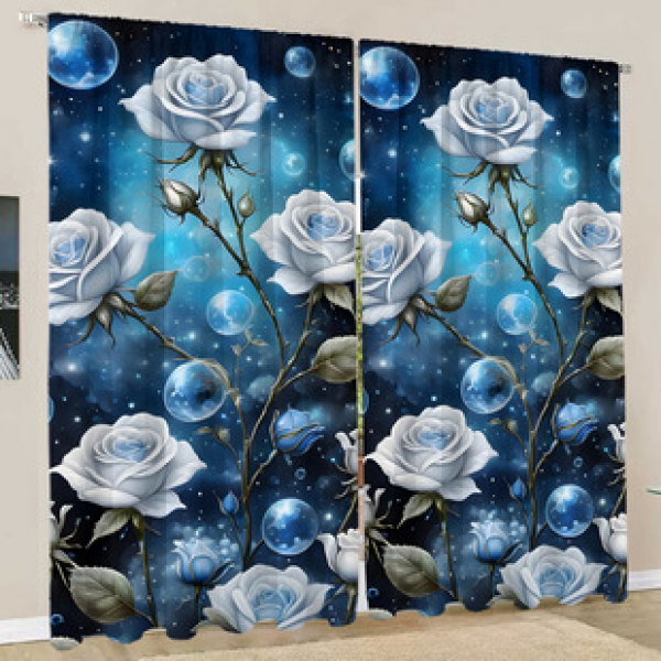 2pcs New Light Luxury Flower Pattern Curtains Cross border Manufacturer Supply Living Room Bedroom 3D Digital Printing