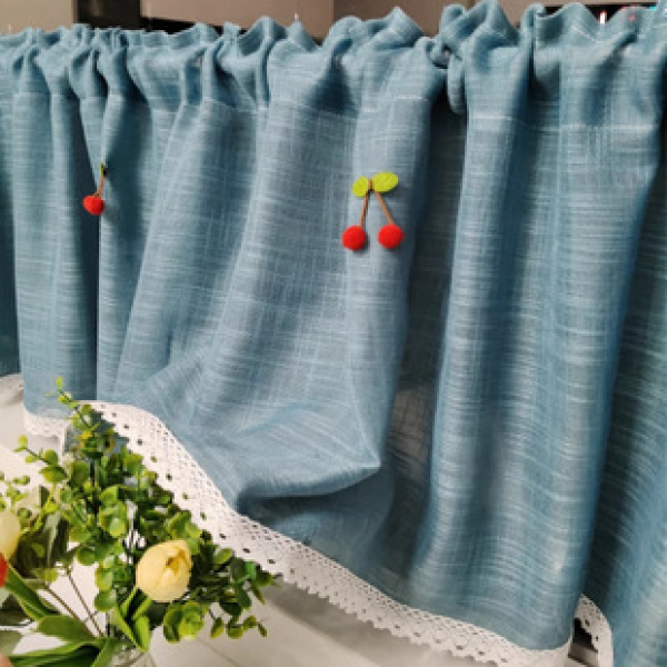 Manufacturer Cross border Amazon Countryside Thickened Hemp Half Curtain Pole Dust Curtain Cabinet Door Curtain Small Curtain Short Curtain