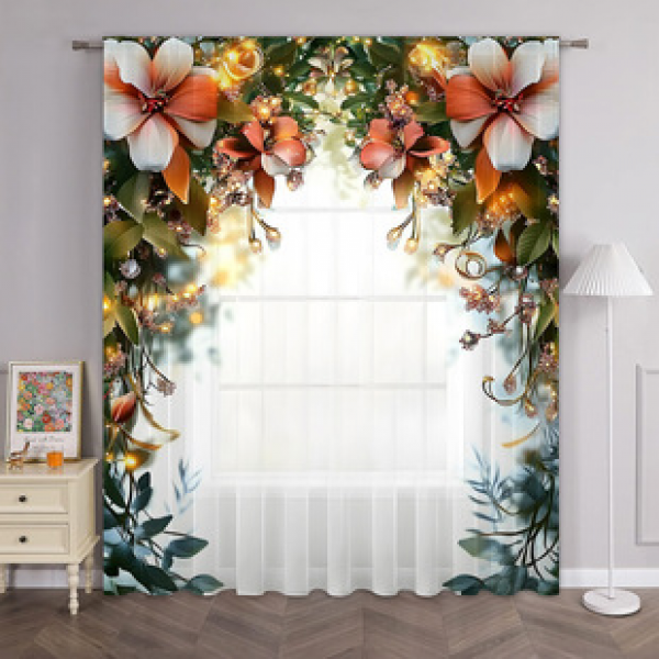 1pc Decorative Flower Window Screen 3D Digital Printing Manufacturer Supply Cross border Amazon WISH Fabric Window Screen