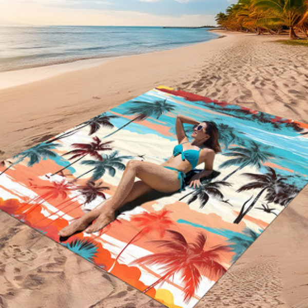 Cross border beach mat, quick drying, waterproof and moisture-proof mat, outdoor picnic mat, camping blanket