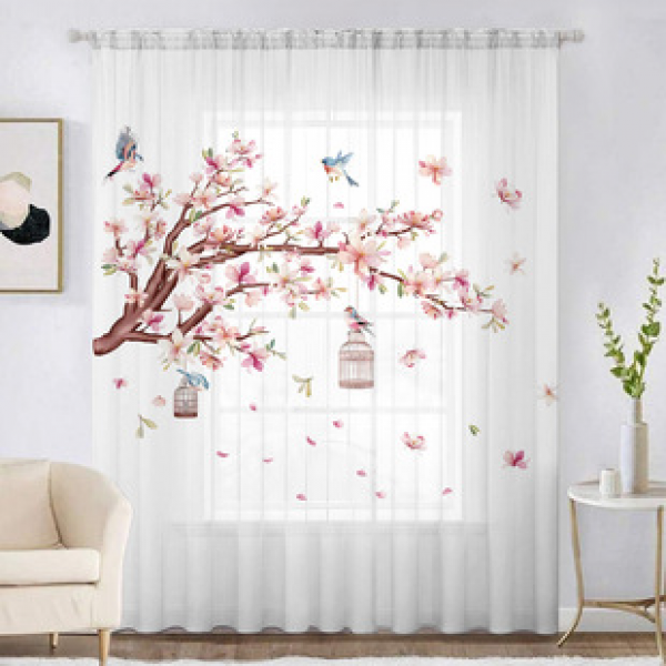 1pc new colorful flower series window screen 3D digital printing manufacturer direct sales bedroom living room decoration pole through window