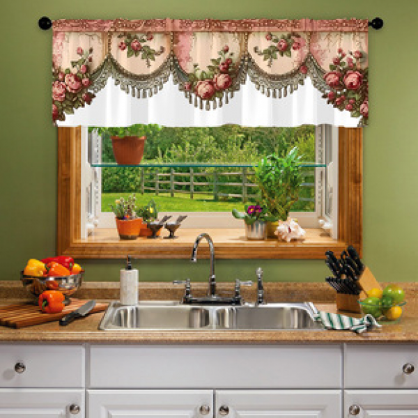 1pcs Kitchen Short Curtain Cartoon Pattern Cross border Hot Selling Factory Direct Supply 3D Digital Printing Waterproof and Oil proof