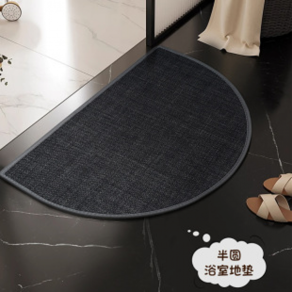 Bathroom high-end semi circle entrance absorbent floor mat, household quick drying anti slip foot mat, bathroom carpet, irregular door mat