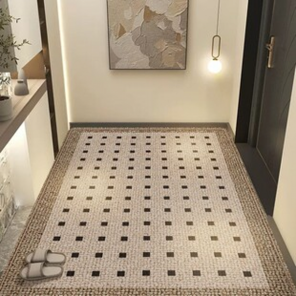Household anti slip floor mat, no wash entrance mat, dirt resistant square thick carpet, printed door mat