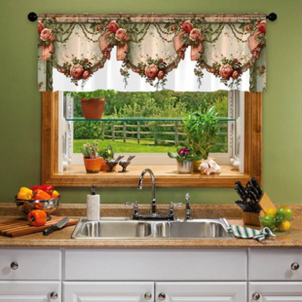 1pcs Kitchen Short Curtain Cartoon Pattern Cross border Hot Selling Factory Direct Supply 3D Digital Printing Waterproof and Oil proof