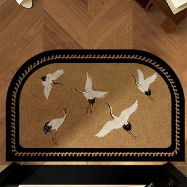 Antique style entrance silk ring floor mat, household anti dirt and anti slip special door mat, French retro high-end printed foot mat