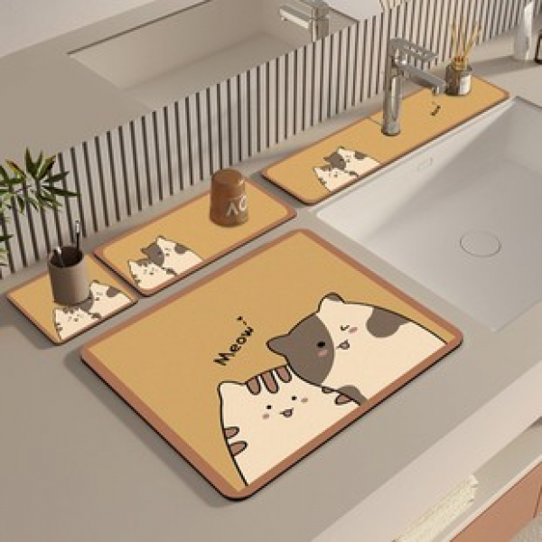 Bathroom diatomaceous earth drain pad, washbasin countertop absorbent pad, bathroom faucet special absorbent quick drying table pad