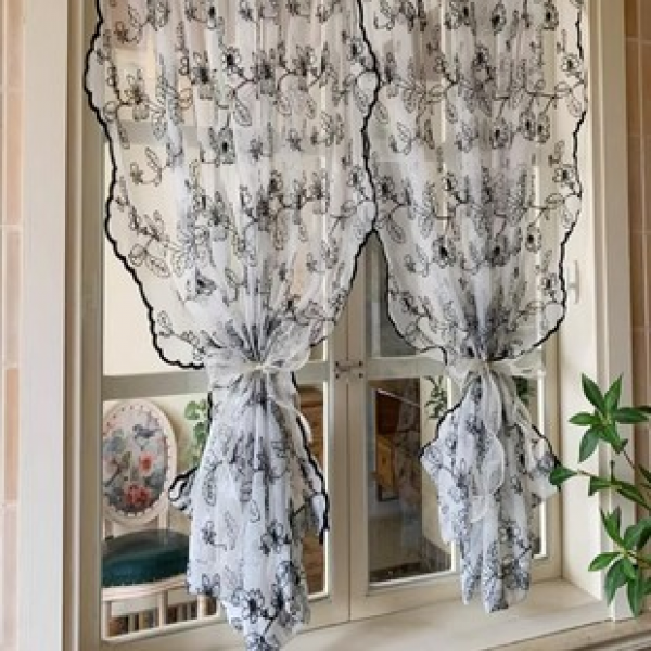 Manufacturer directly supplies cross-border e-commerce platform Amazon WISH popular embroidered black gauze curtain factory for delivery