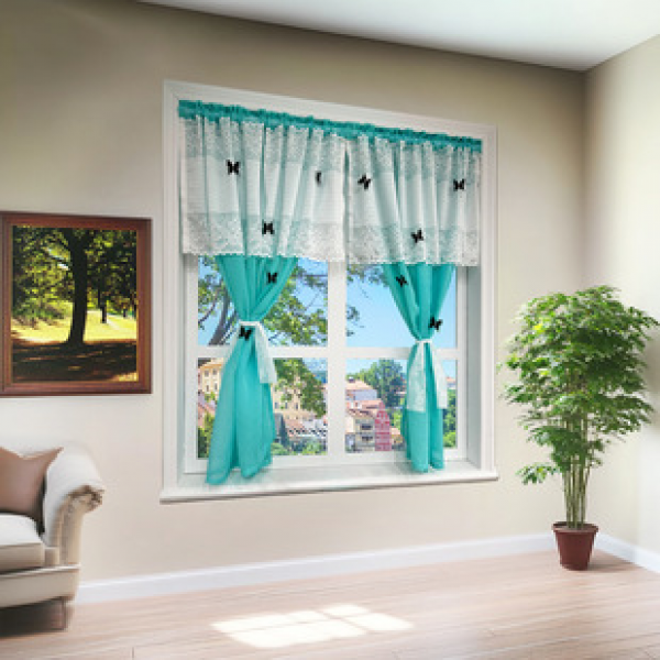 2025 Top selling New Product Cross border Double layer Short Curtain European Showcase Nordic Partition Finished Product