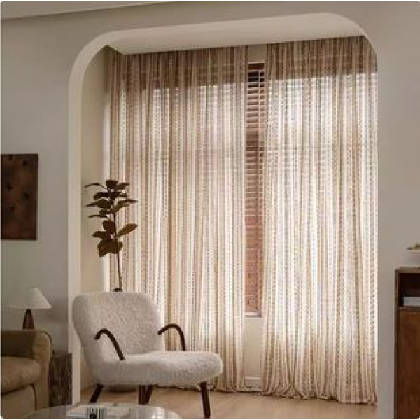 2025 Nordic Ins Modern Simple Multi color Stripe Jacquard Stripe Curtains Living Room Bedroom Balcony Finished Products