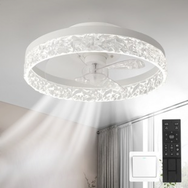 Source Cross border Supply Ceiling Fan Light Simple Bedroom Ceiling Fan Light Circular Ceiling Fan Light DC Variable Frequency Fan Light