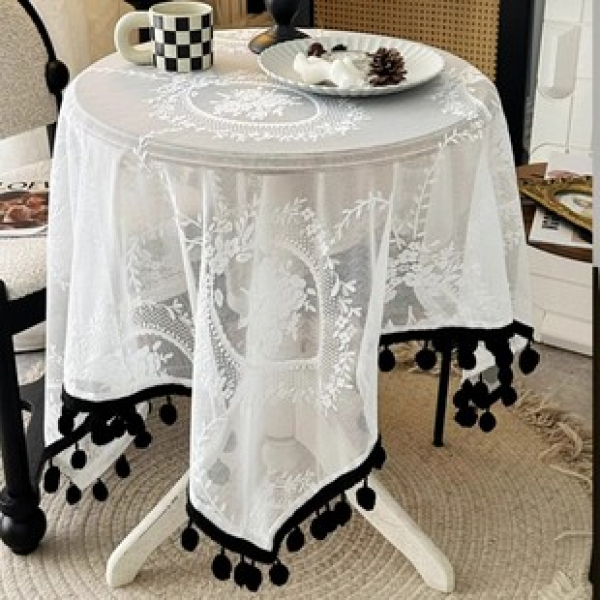 2025 New Tablecloth Fabric Cotton and Hemp Nordic Simple Tea Table Round Tablecloth Meal
