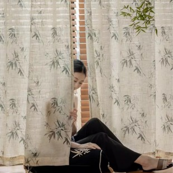 Modern minimalist bamboo gauze curtains, linen gauze curtains, living room, bedroom, balcony finished gauze curtains