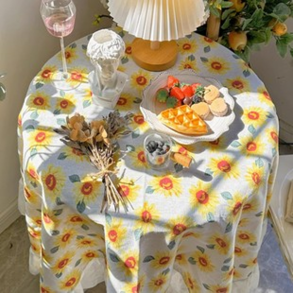 2025 New Rural Style Tablecloth Yellow Sunflower Tablecloth Japanese Tea Table Cloth Tablecloth