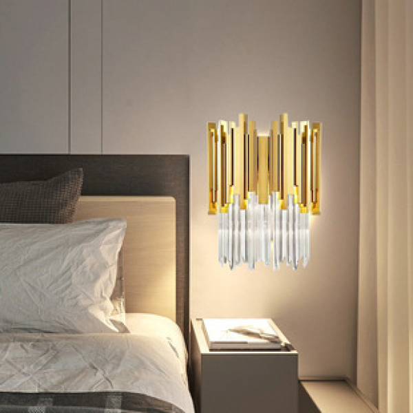 Postmodern minimalist creative crystal stick decorative wall lamp, hotel villa bedroom headboard designer wall lamp