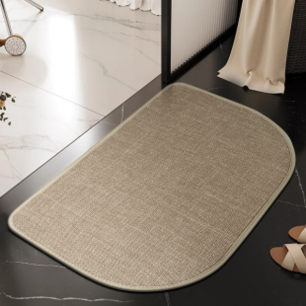 Linen square household thick floor mat, bathroom anti slip and absorbent foot mat, household dirt resistant carpet, sisal mat