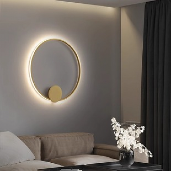 Nordic minimalist creative geometric circular wall lamp, living room background wall, bedside lamp, hallway staircase lighting fixture