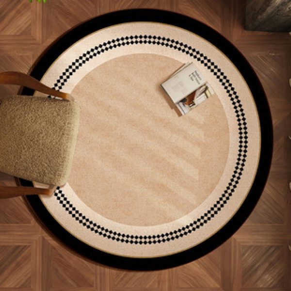 Light luxury French cream circular carpet with high-end feel, plush coffee table blanket, living room, bedroom, anti slip and dirt resistant floor mat