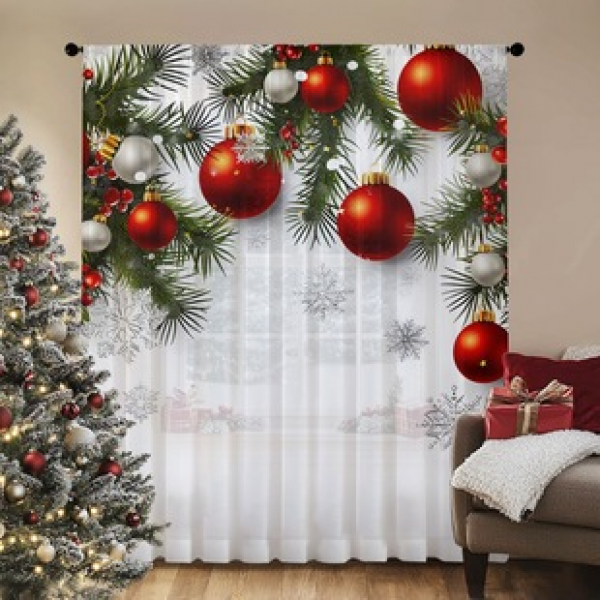 1pc new Christmas series window screen 3D digital printing manufacturer direct sales bedroom living room decoration pole through window screen
