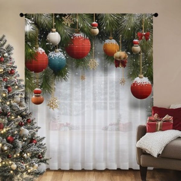 1pc new Christmas series window screen 3D digital printing manufacturer direct sales bedroom living room decoration pole through window screen