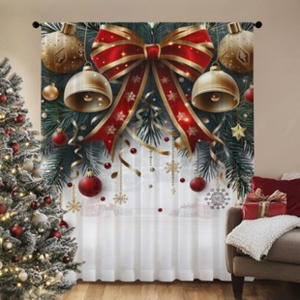 1pc new Christmas series window screen 3D digital printing manufacturer direct sales bedroom living room decoration pole through window screen