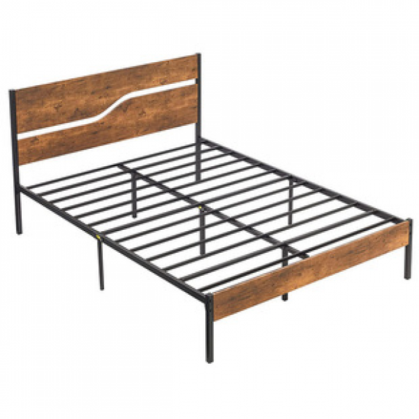 American style wrought iron bed, retro steel wood bed, master bedroom, king size bed, hotel homestay, thickened, simple, internet famous rental house, single bed