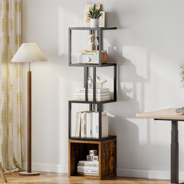 Factory direct sales, living room floor mounted rotating bookshelf, bedroom study, magazine, art, iron storage, multi-layer cabinet