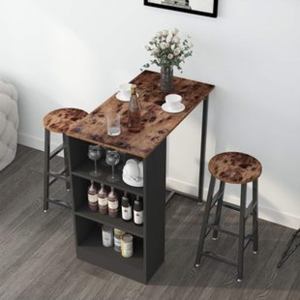 Manufacturer direct sales metal wall mounted high foot bar table set, combined restaurant kitchen circular bar counter stool table and chair set