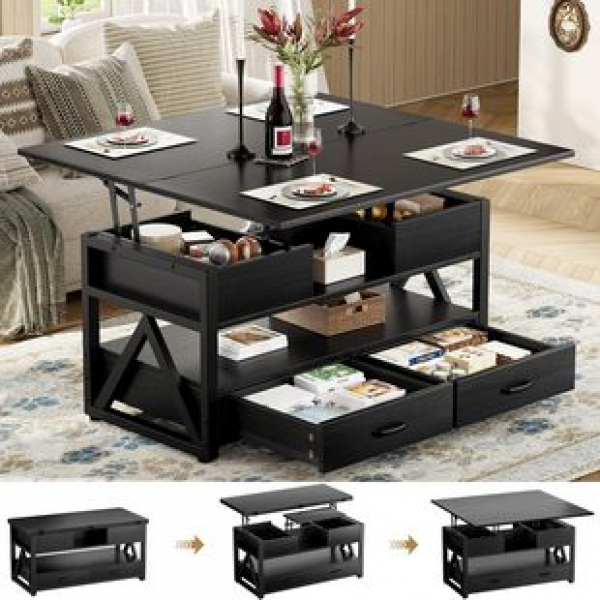 Cross border factory direct sales tea table, small-sized household tea table, side table, rotatable, foldable, multifunctional, environmentally friendly drawer