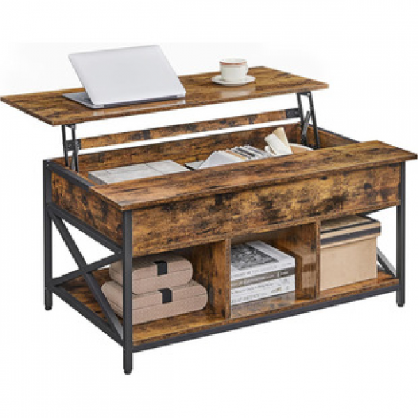 Living room coffee table, adjustable table, coffee table with storage space, steel wood structure, square table, factory direct sales