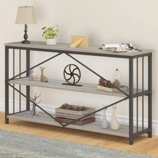 Cross border American style wrought iron solid wood storage rack, multi-layer living room floor to ceiling bookshelf, TV cabinet, foyer table, storage and display rack
