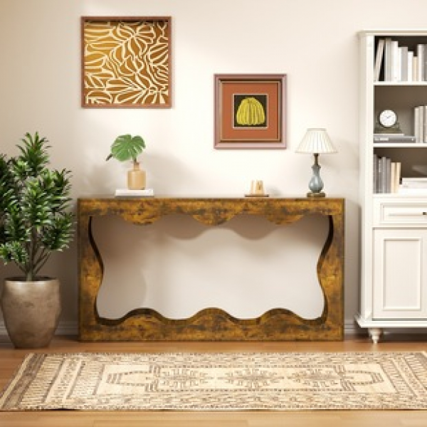 High end entrance table with ancient wabi sabi style design, vintage homestay desk, table end view table, light luxury American style entrance table