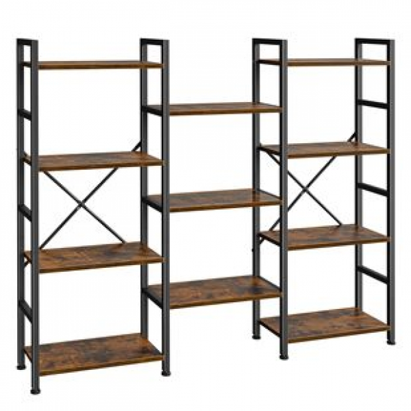 American style wrought iron solid wood storage rack, living room bookshelf, floor standing office file cabinet, study room display and storage partition rack