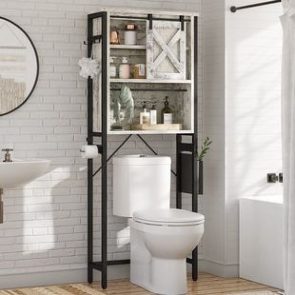 Multi story floor standing toilet storage rack above the toilet shelf in the bathroom, bathroom cabinet, washing machine storage rack