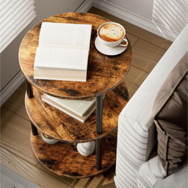 Manufacturer direct cross-border small round table with narrow edges, bedside table suitable for bedroom, living room, industrial retro corner table